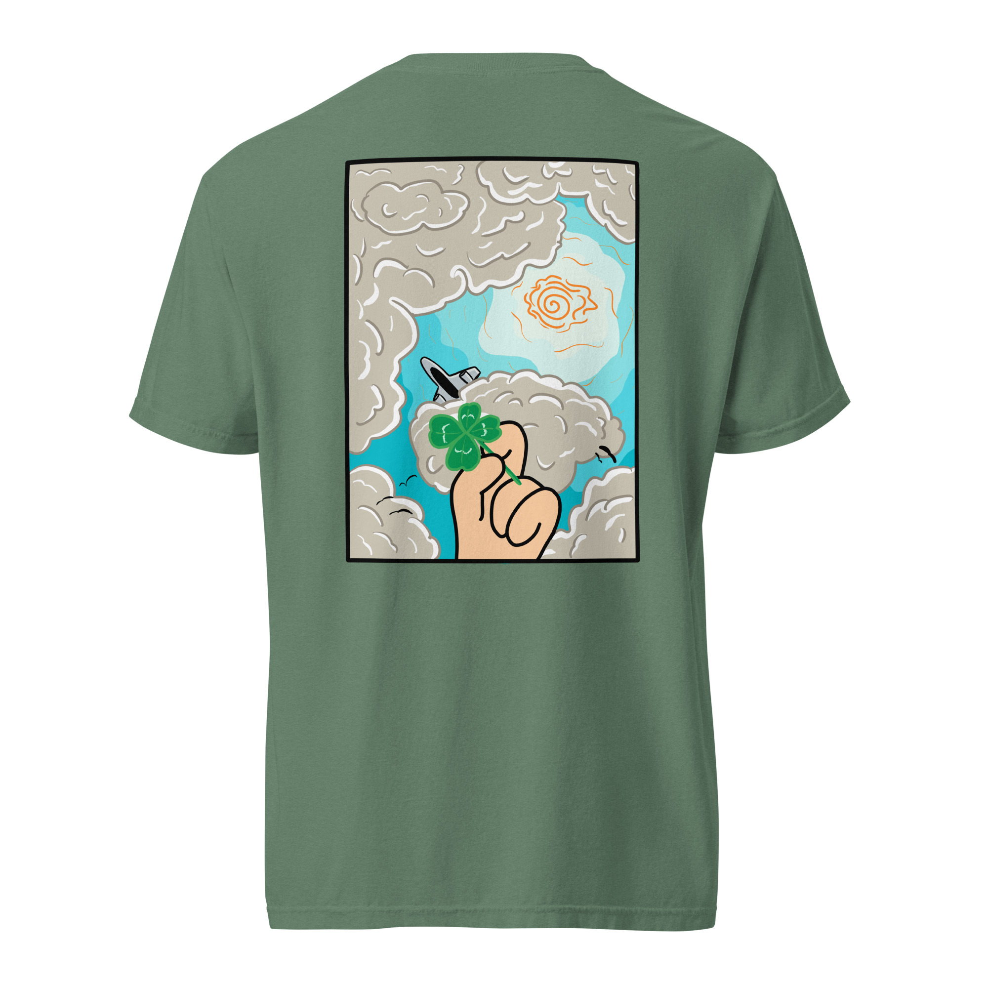 Light green Clover Patch shirt with large back artwork.
