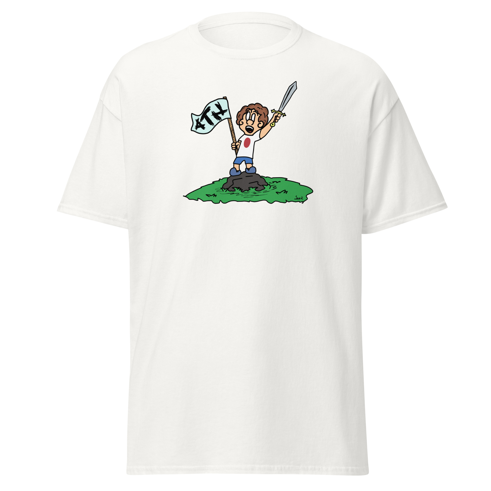 White George character shirt.