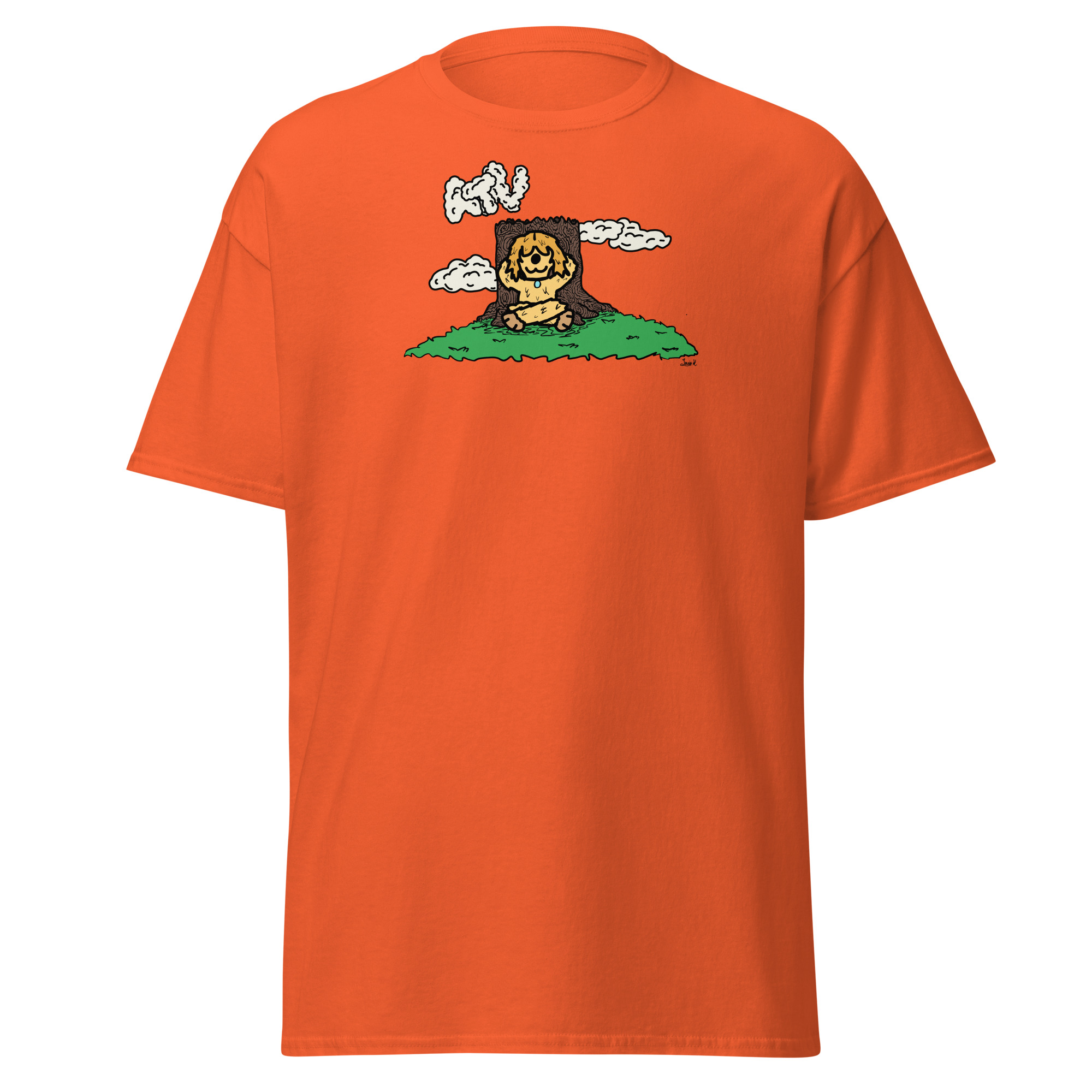 Orange Joey character shirt.